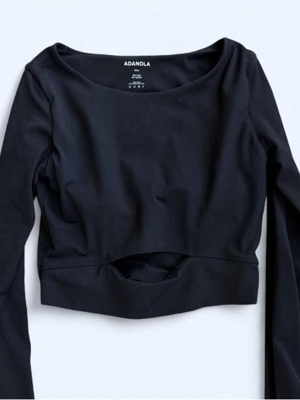 Adanola Black Cropped Long-Sleeve Top with Cutout